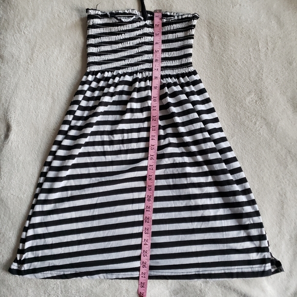 Black White Striped Halter Tube Dress - Picture 6 of 8